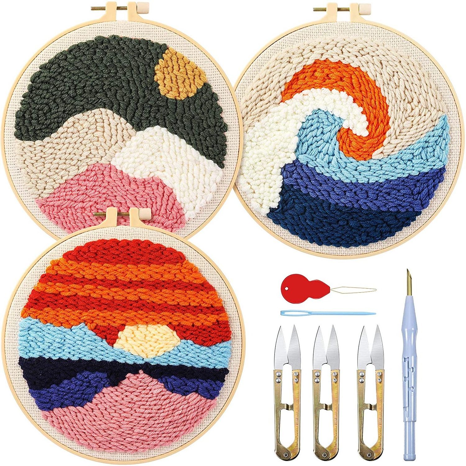 Embroidery Cross Stitch Punch Needle Set Pen Adjustable Sewing Punch Knitting Stitching Kit DIY Punching Beginners