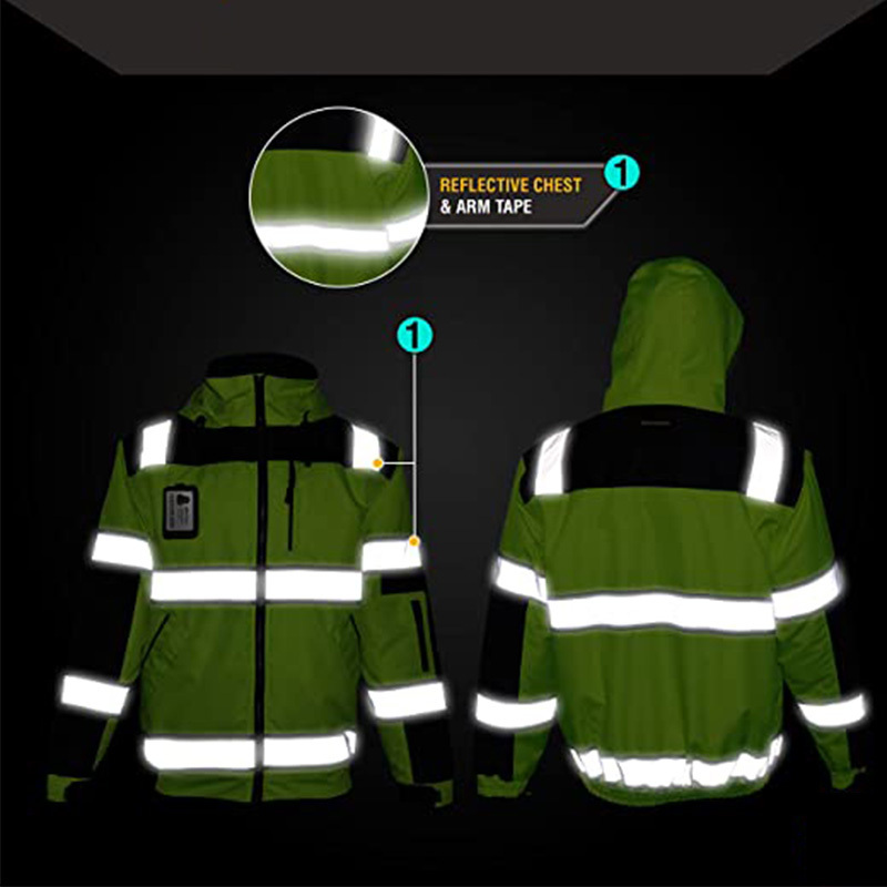 High-visibility Vanda Waterproof Outdoor Jacket  Safety Work Clothes With Detachable Lining Road Safety Reflective Jacket