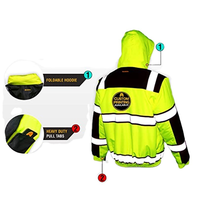 High-visibility Vanda Waterproof Outdoor Jacket  Safety Work Clothes With Detachable Lining Road Safety Reflective Jacket