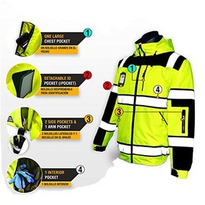 High-visibility Vanda Waterproof Outdoor Jacket  Safety Work Clothes With Detachable Lining Road Safety Reflective Jacket