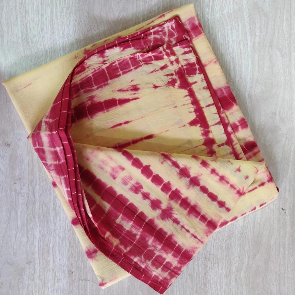 Indian Beautiful Block Printed Cotton Fabric Tie Dye Shibori Ethnic Hand Made Textile and Garment use Fabric