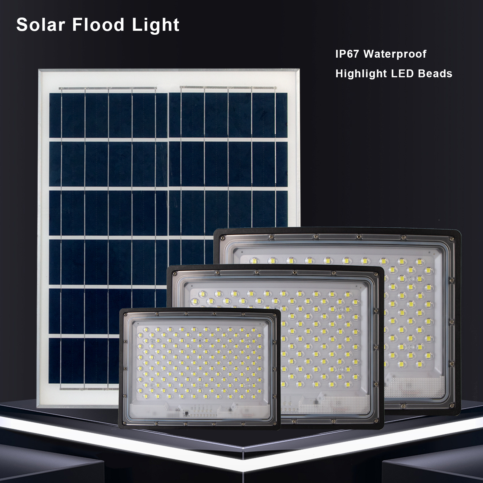 Commercial White Garden Outdoor High Lumen Projector Outdoor Solar LED Flood Light IP67 With Remote Control