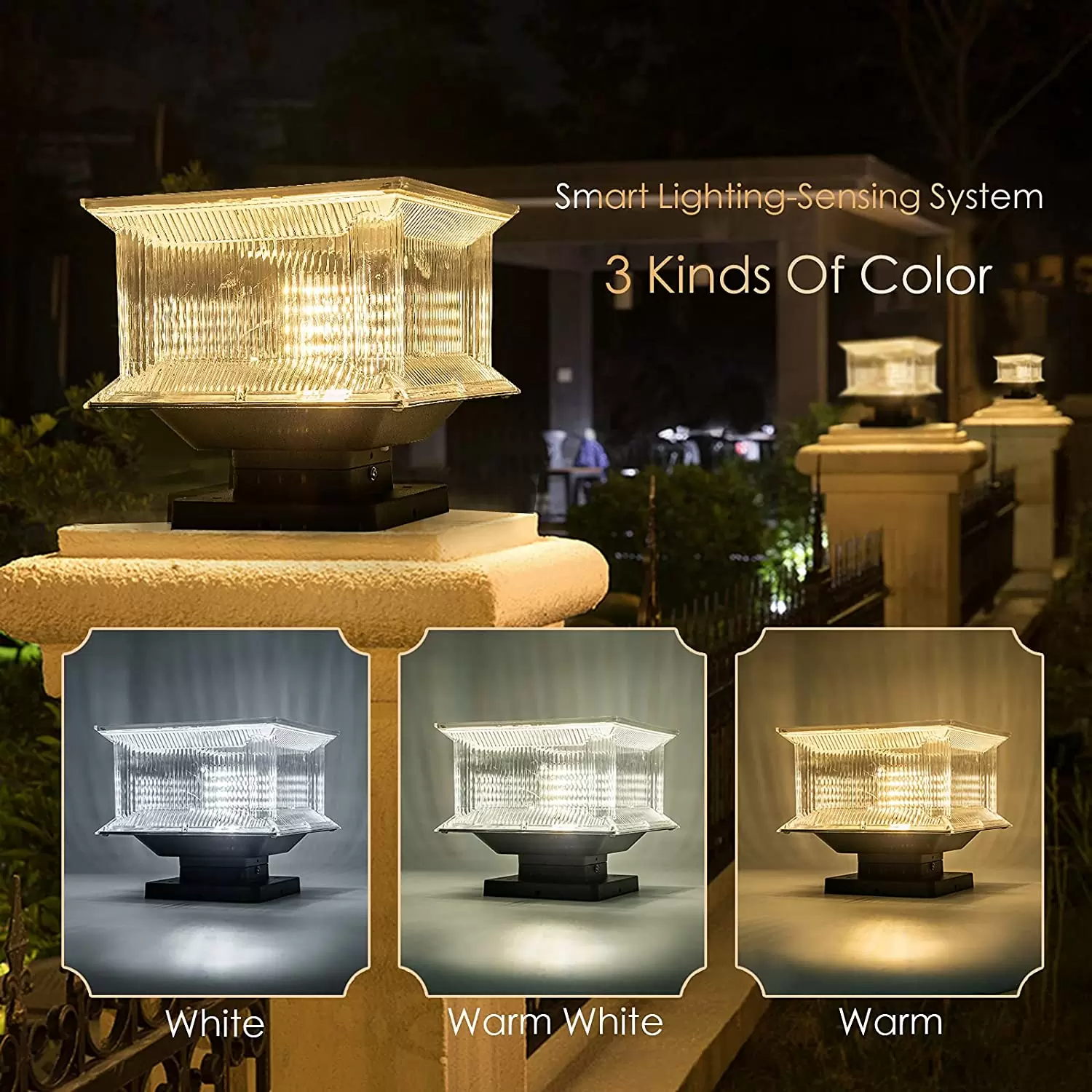 Modern Waterproof Dimmable Solar Powered Lamp Outdoor Solar Led Post Gate Pillar Light for Garden Yard Fence