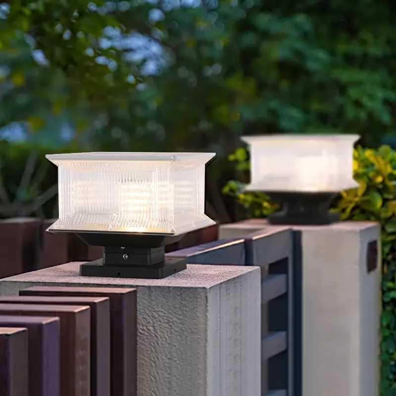 Modern Waterproof Dimmable Solar Powered Lamp Outdoor Solar Led Post Gate Pillar Light for Garden Yard Fence