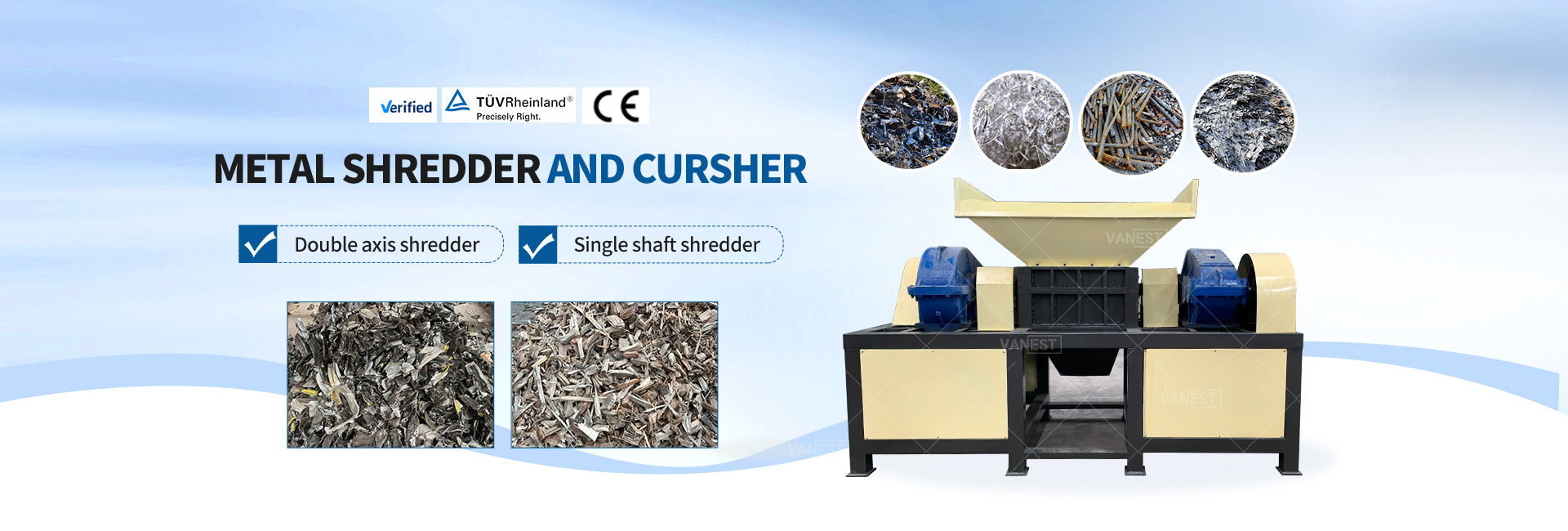 VANEST Industrial Paper Shredder Machine Mini Shredder Machine Plastic Used Scrap Metal For Sale Mini Metal Shredder