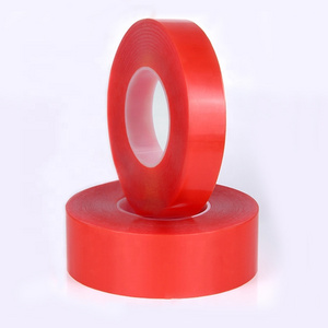 Transparent PET die-cut double sided red adhesive tape, edge cutting wig tape with red film hair sticker