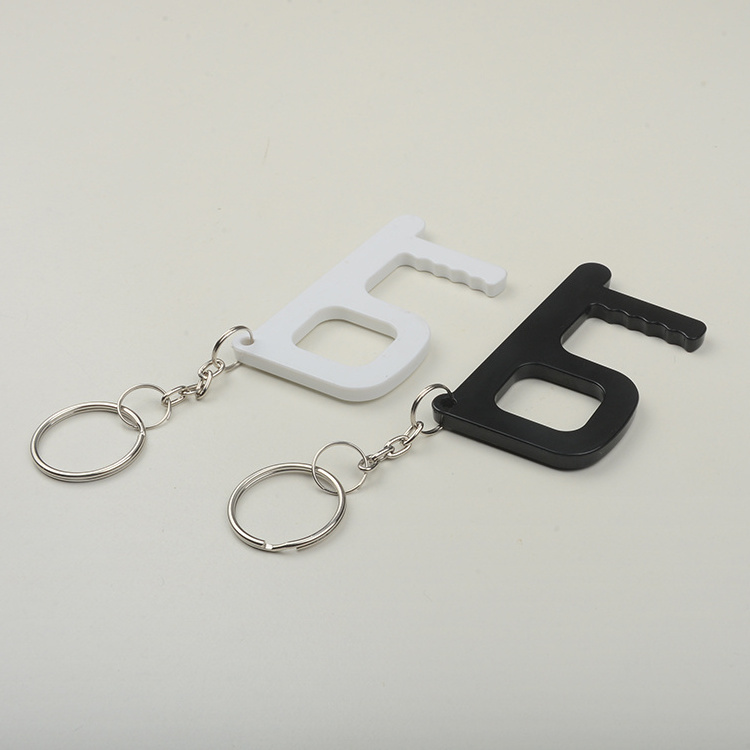 Promotional Custom Self Defense No Touch Hands Free Door Opener Tool Keychain ABS Touchless Door Opener Key Chain