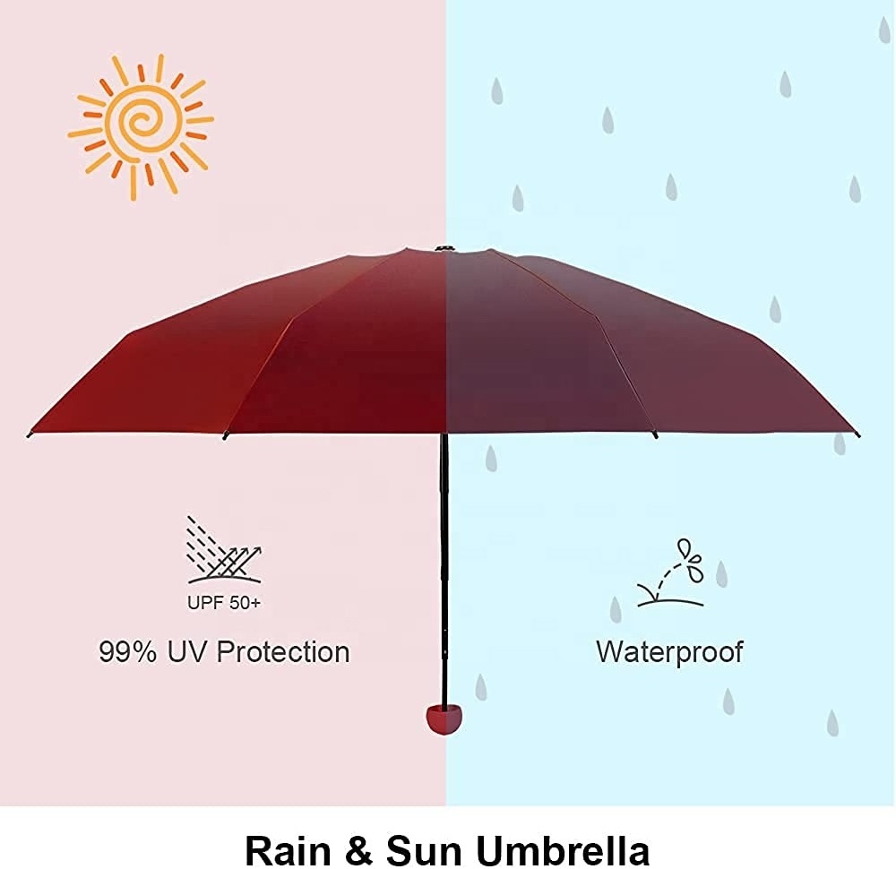 Multi Color Custom Logo 5 Folding Umbrella Automatic Mini UV Pocket Small Sun and Rain Umbrella for Outdoor