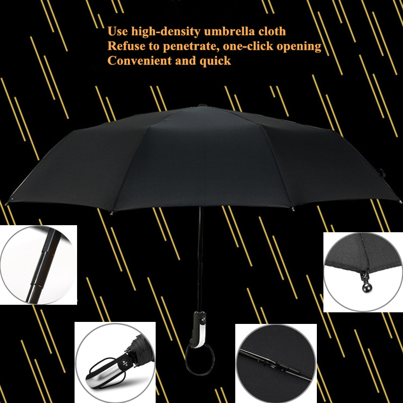 Wholesale Promotional Cheap Custom Logo Print Waterproof Automatic 3 Folding Outdoor Umbrella for The Rain