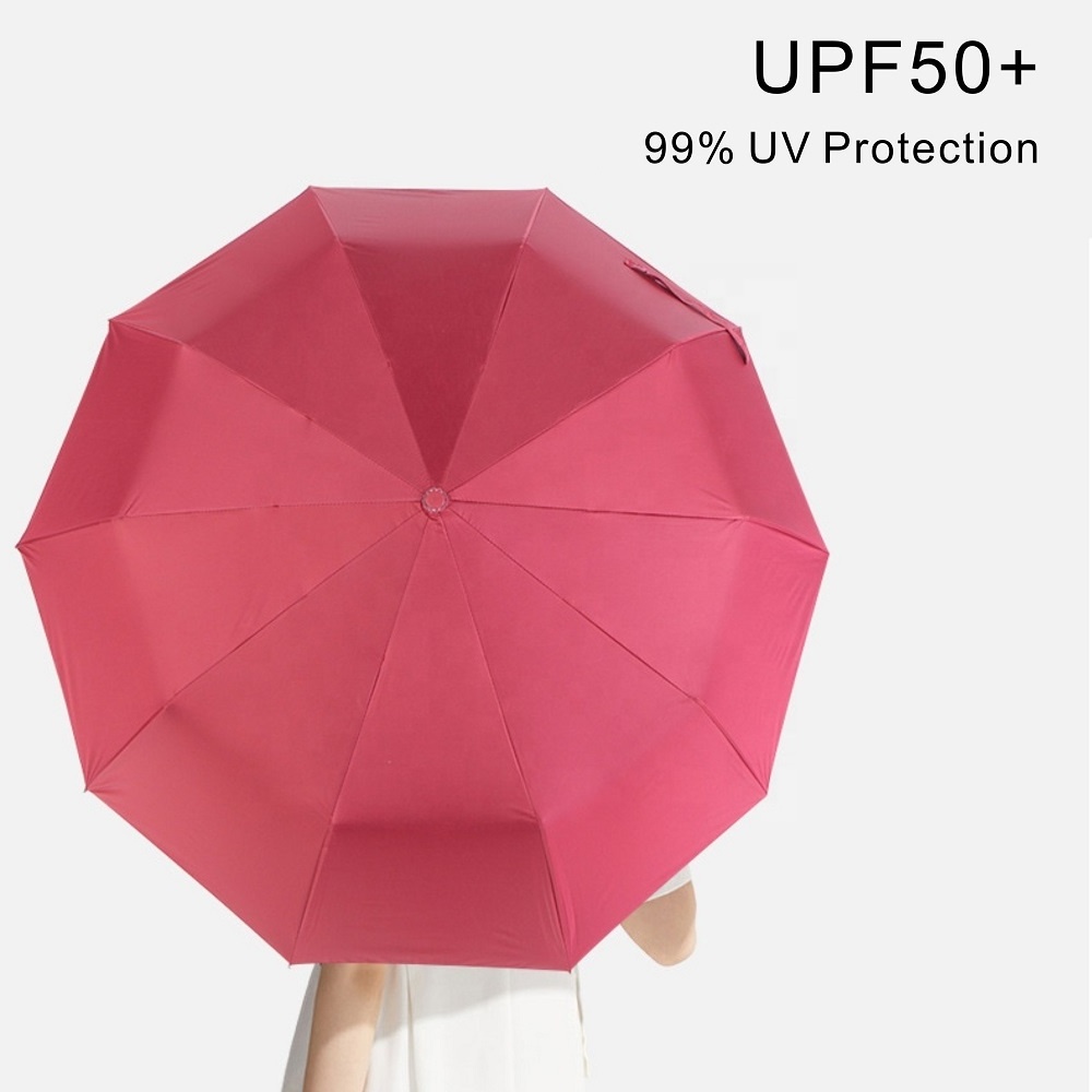 Custom Logo Multi Color Automatic 3 Folding Umbrella Sun And Rain Umbrella For Outdoor