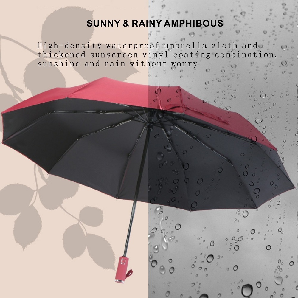 Portable Rain Automatic Windproof 3 Folding Umbrella Personal Designer Auto Sunshade Paraguas Custom Logo Compact Umbrella