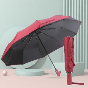 Portable Rain Automatic Windproof 3 Folding Umbrella Personal Designer Auto Sunshade Paraguas Custom Logo Compact Umbrella