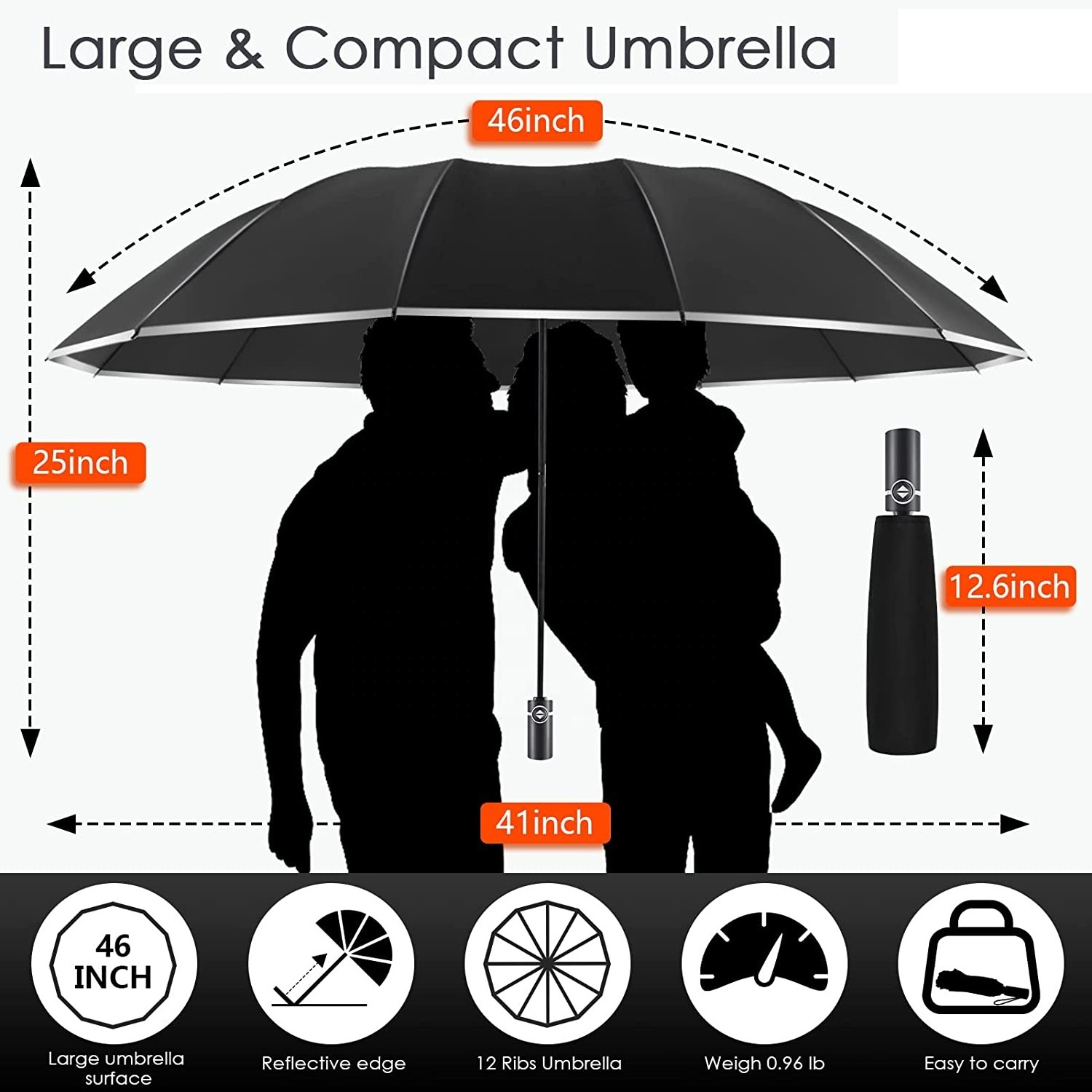 Cheap Travel Portable Sunscreen Uv Automatic Lamp Rechargeable Mini 3 Three Folding Torch Light Led Umbrella With Flashlight