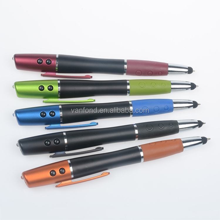 Custom Logo Promotional Multifunctional Led Laser Light Pen,Led Pen Light,Pen with Light Led and Stylus