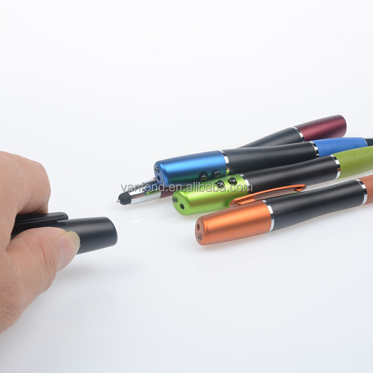 Custom Logo Promotional Multifunctional Led Laser Light Pen,Led Pen Light,Pen with Light Led and Stylus