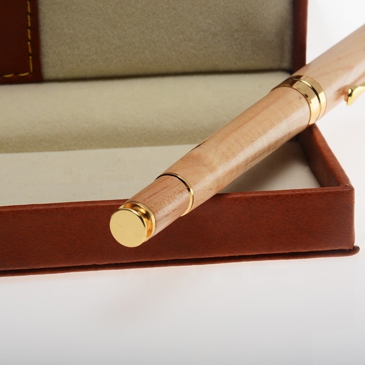 Promotional Eco Friendly Bamboo Wood Roller Ball Pens Advertising Cheap Single Rosewood Wooden Pen Set in Case