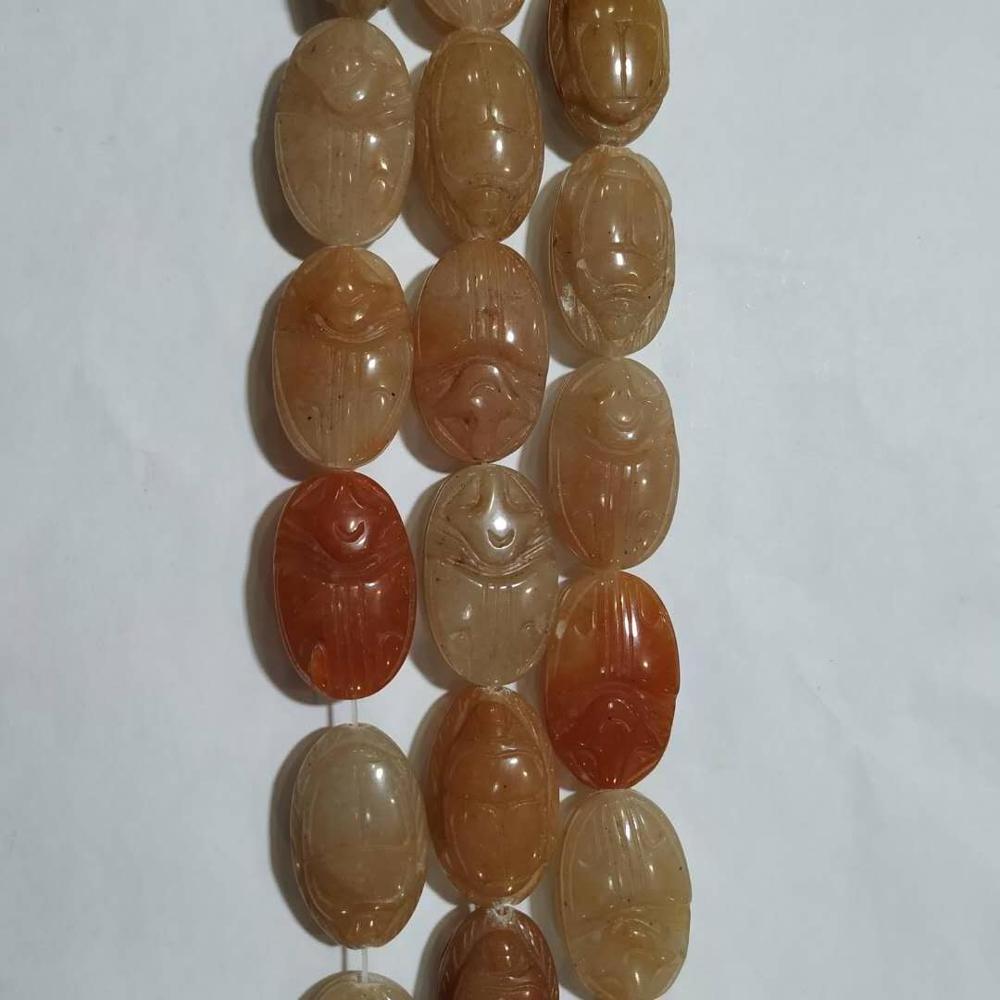 natural gemstone carved Red Aventurine scarab beetle animal beads