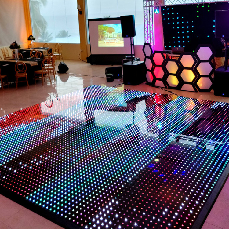 outdoor event disco dj night club digital magnetic pixel colorful  light led dance floor