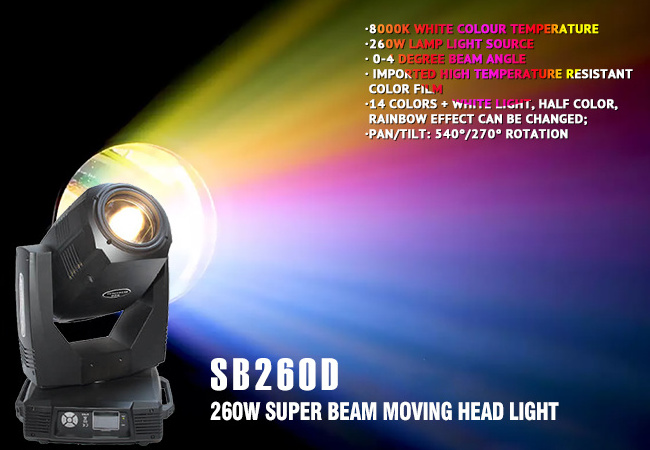 260Watt  beam DJ lighting equipment Stage Light Moving Head Light for mobile dj gigs Xmas birthday part