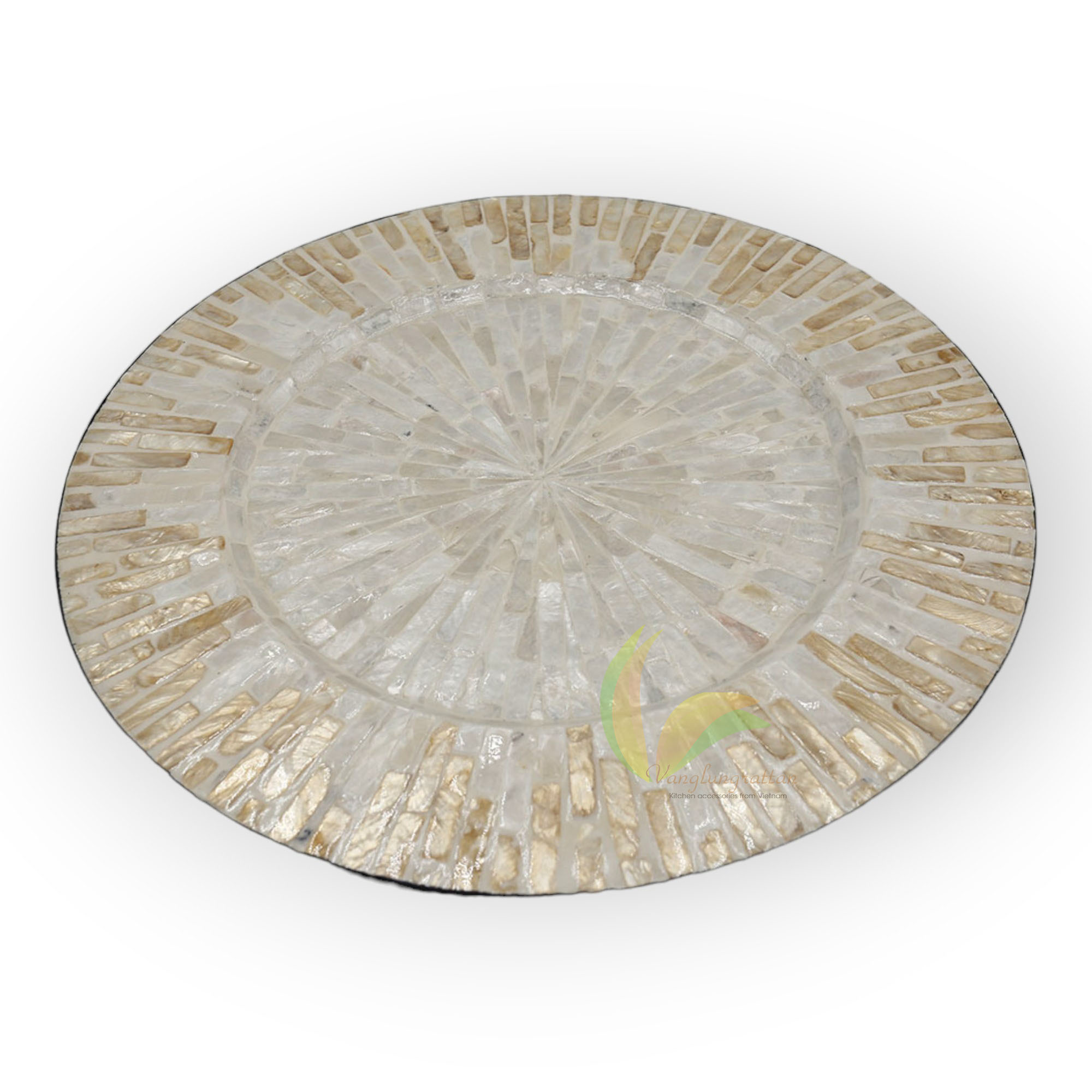 Mother Pearl Inlay Nacre Wood Charger Plates for Dining Party Rustic Dinnerware Tableware Decoration Placemat