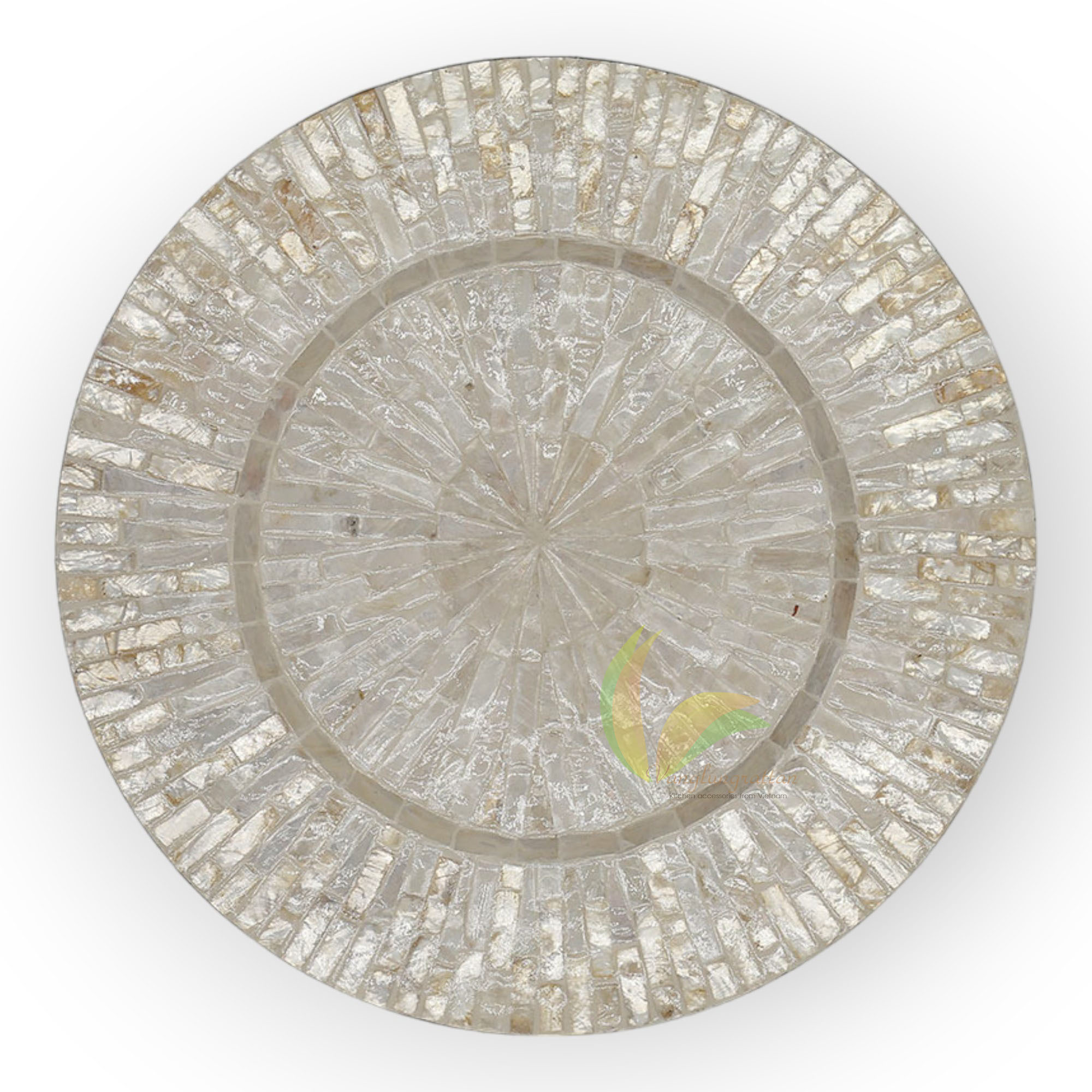 Mother Pearl Inlay Nacre Wood Charger Plates for Dining Party Rustic Dinnerware Tableware Decoration Placemat