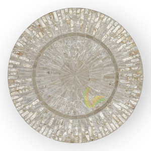 Mother Pearl Inlay Nacre Wood Charger Plates for Dining Party Rustic Dinnerware Tableware Decoration Placemat