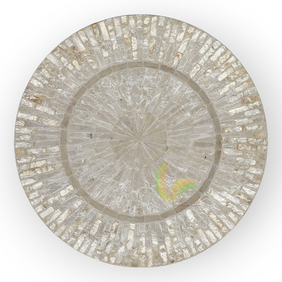 Mother Pearl Inlay Nacre Wood Charger Plates for Dining Party Rustic Dinnerware Tableware Decoration Placemat