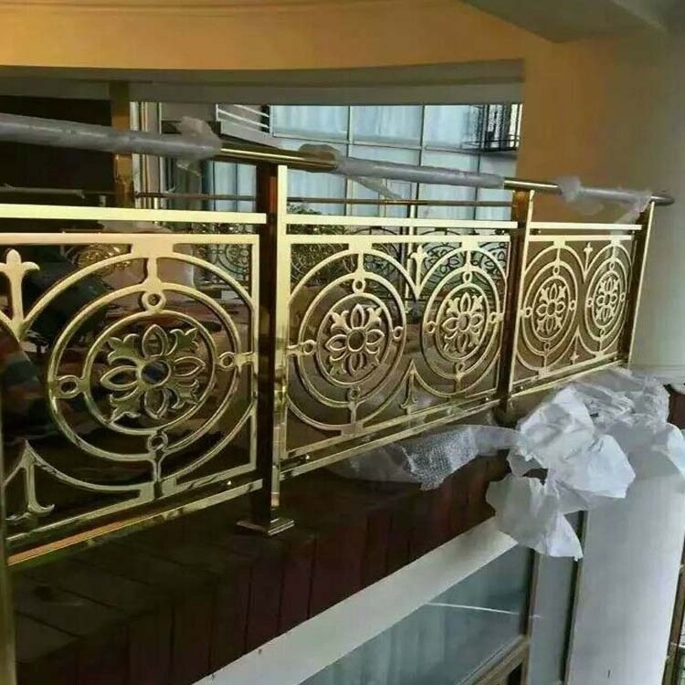 Custom Luxury Staircase Handrail Metal Balustrade Stainless steel Golden Handrail for Villa