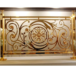 Custom Luxury Staircase Handrail Metal Balustrade Stainless steel Golden Handrail for Villa