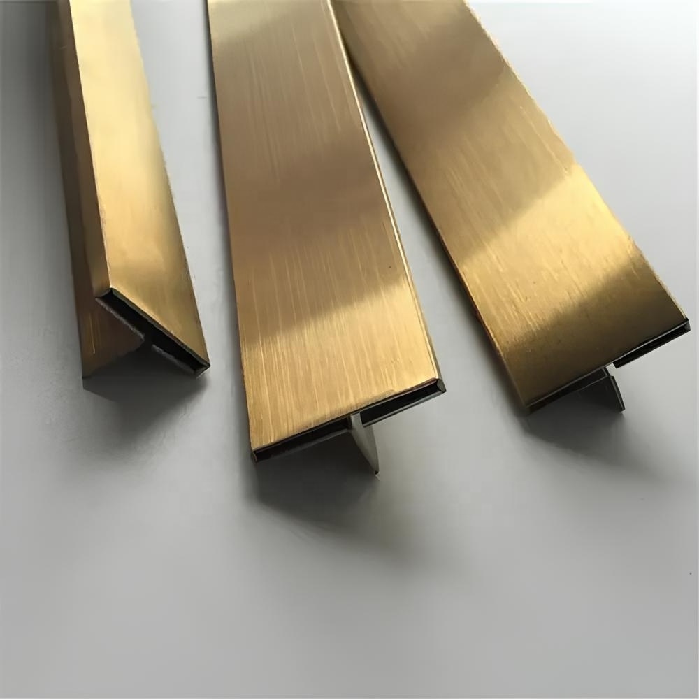 Factory T Shape Shiny Gold Silver  Polished Trim Stainless Steel Profile Tile Trim For Floor Decoration Metal Edge Trim