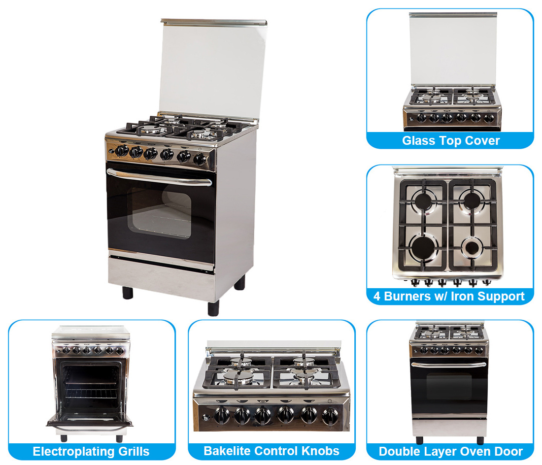 Restaurant equipment free standing cooker gas range gas stove with electric oven