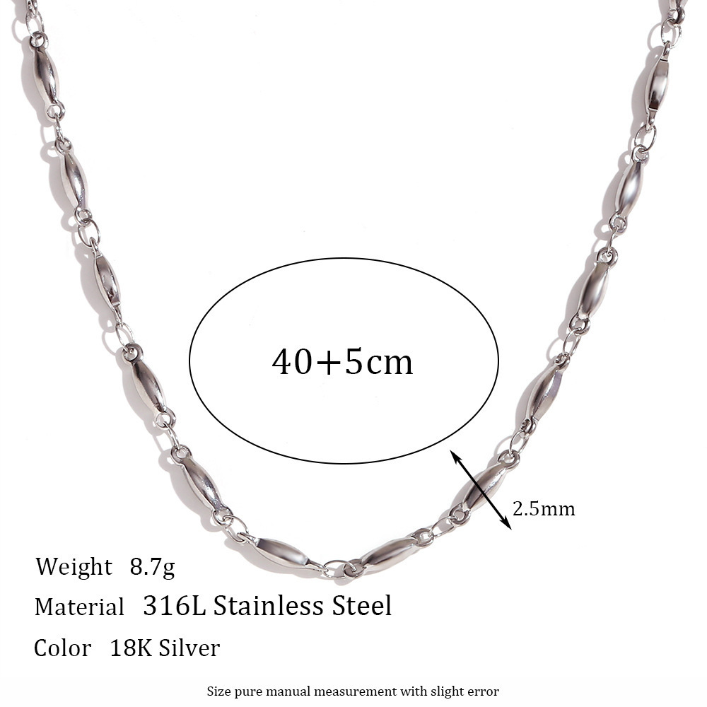 Necklace fashion simple titanium steel plain chain jewelry 18K stainless steel S  blade chain box chain necklace women