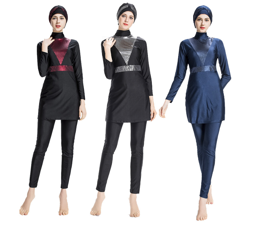 Long Sleeve Solid Plain Full Muslim Swimwear Plus Size Hijab Islamic Swimsuit fashion Turkey women Cover