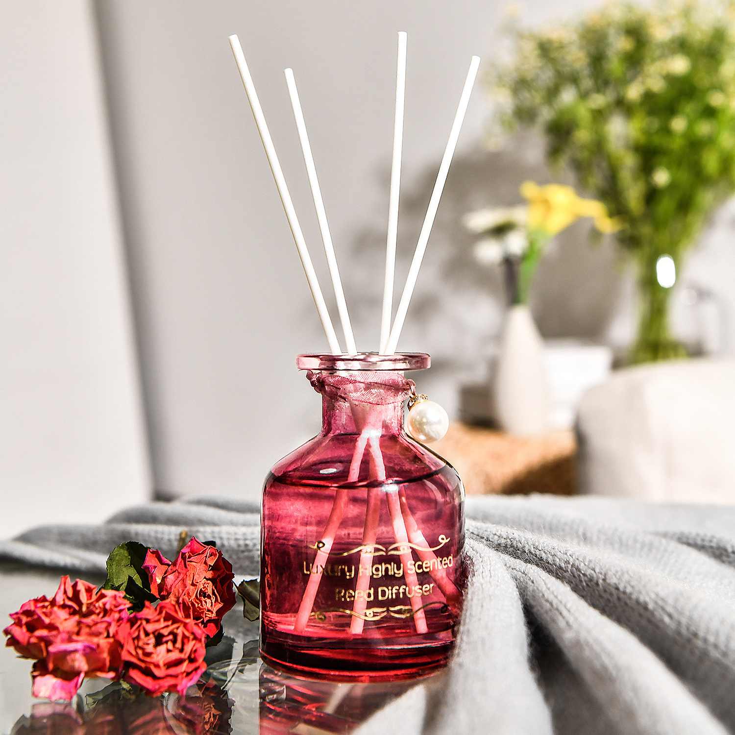 Luxury White Musk No Man'S Land Rose Air Freshener Perfume Rattan Stick Glass Bottle Reed Diffuser