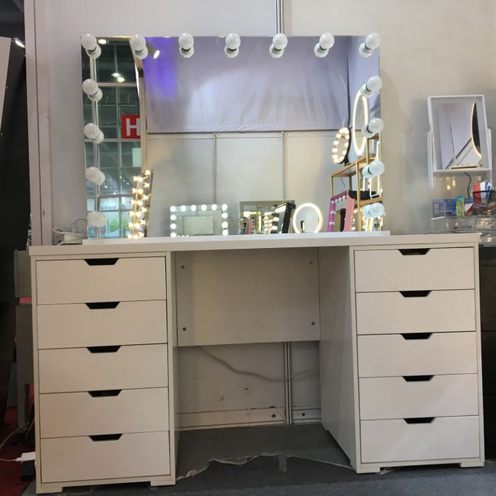 Vanity Dressers Metal Modern Bedroom Furniture Storage 3 Drawers Dresser Set Fabric Mirrored Makeups Table