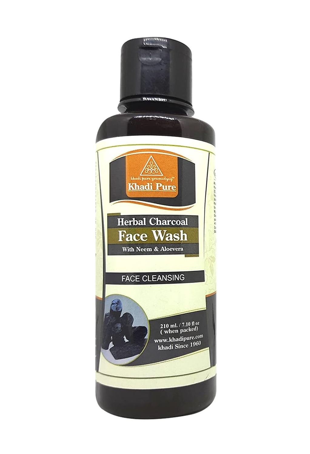 KHADI PURE HERBAL CHARCOAL FACE WASH - 210ML herbal face wash for deep cleansing