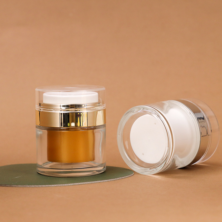 30ml White Lid 1 oz Airless Pump Jar Refillable Cream Jar Vacuum Bottle Travel Size Empty Container For Cream And Lotion