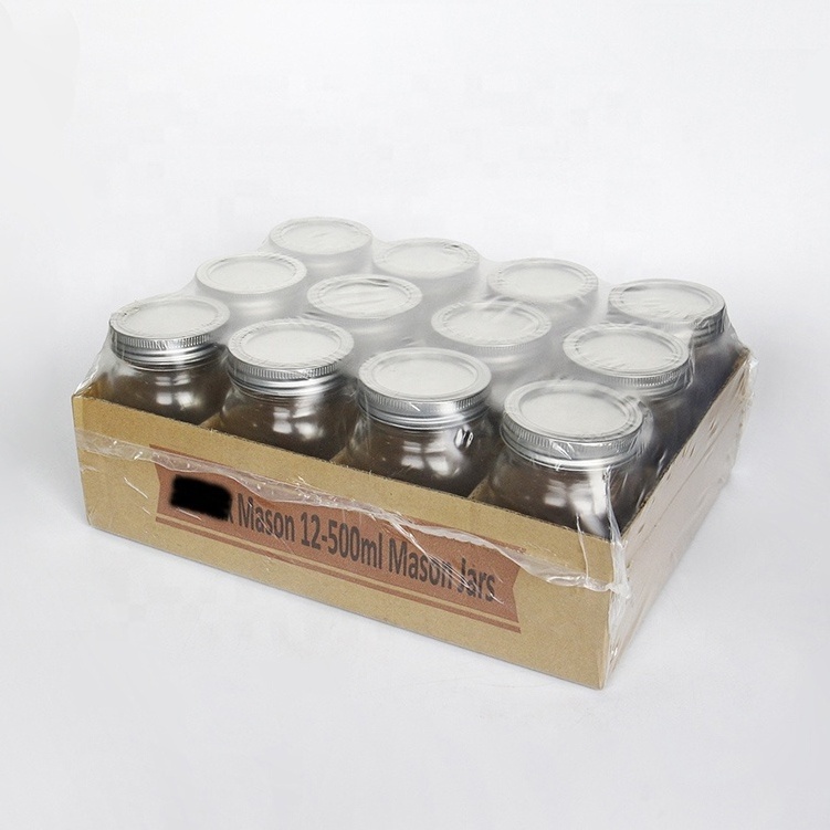 With Custom Box 16oz 500ml Regular Mouth Glass Mason Jar Jam Sauce Honey Canning Jars With Lids