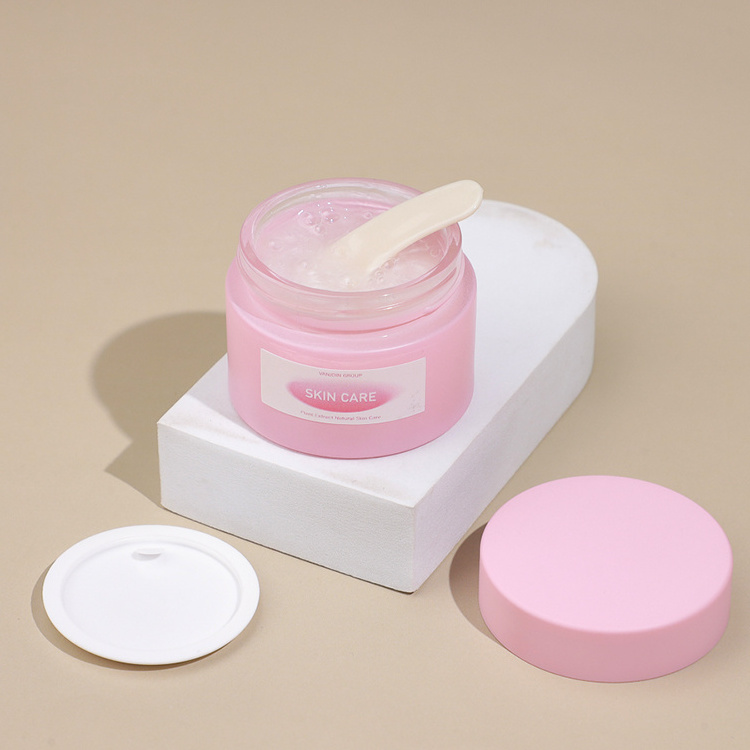 50g 100g 150g 200g Custom Clear Pink Cosmetic Cream Glass Packing Jar Body Butter Jars With Pink Lids Top Cover