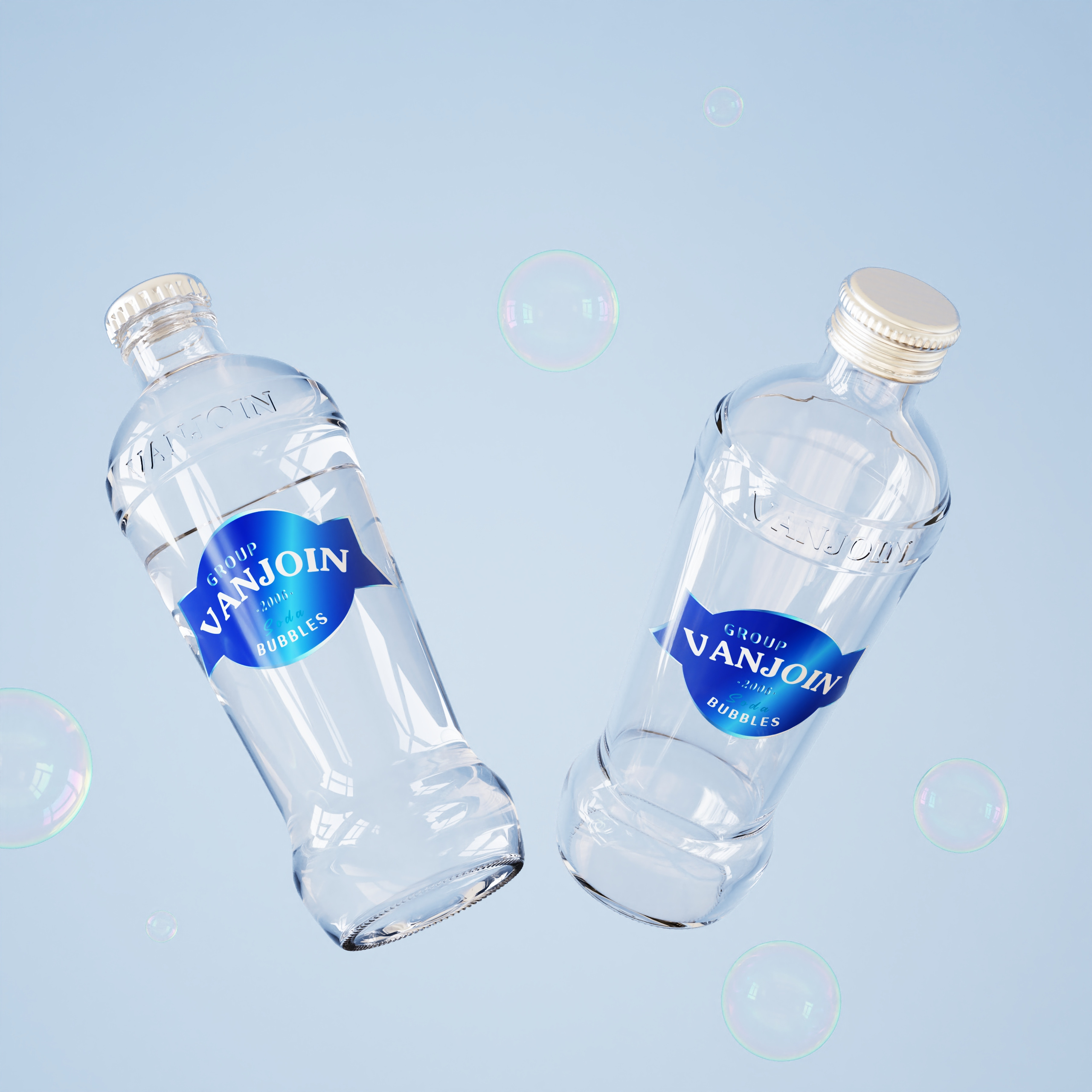 Vanjoin 250ml 330ml 300ml Clear beverage soda glass bottle customized glass bottle juice bottle with ropp caps