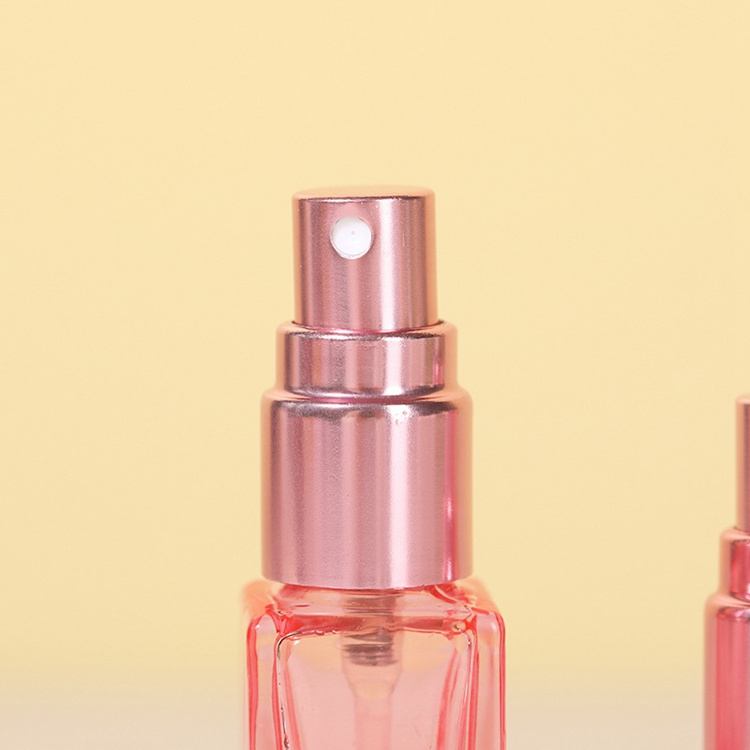 Custom Pink Perfume Bottle 10Ml Empty Square Cosmetics Perfume Sample Pink Spray Glass Bottles