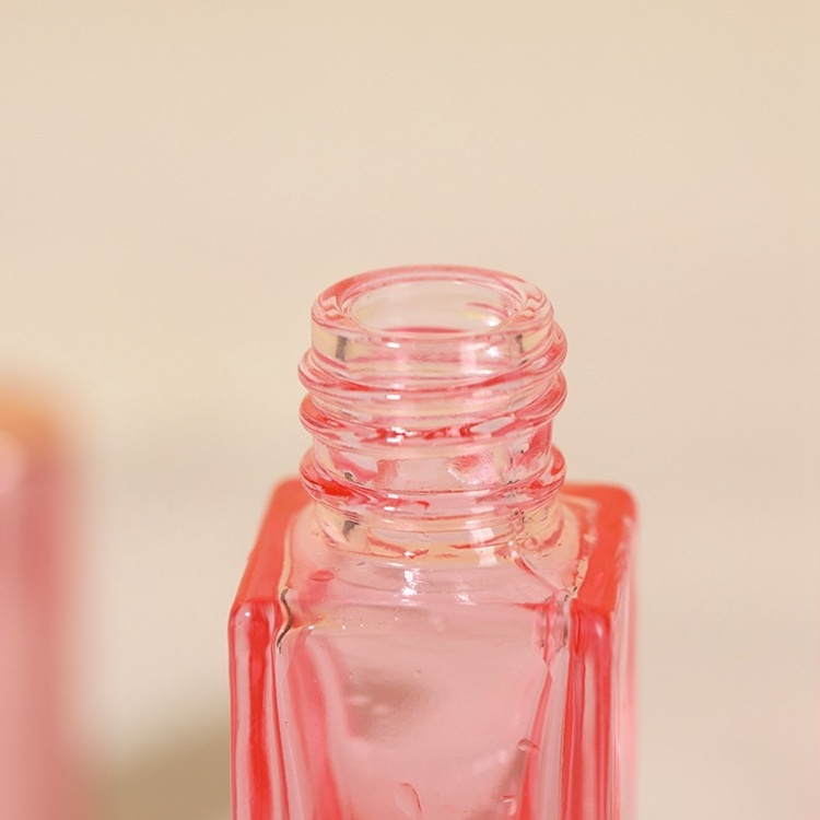 Custom Pink Perfume Bottle 10Ml Empty Square Cosmetics Perfume Sample Pink Spray Glass Bottles