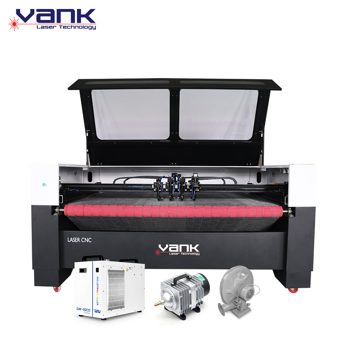 CNC 2 heads 4 heads Fabric cloth Co2 laser cutting engraving machine