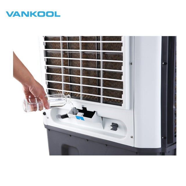 solar power industrial mobile portable evaporative air cooler 120 liter switch control floor standing evaporative cooling fan