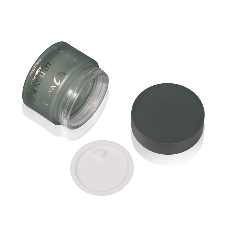 Customized 50g Matte Green Cosmetics Cosmetic Jar Luxury Empty Skincare Packaging Frosted Glass Face cream Jar With Screw Lid