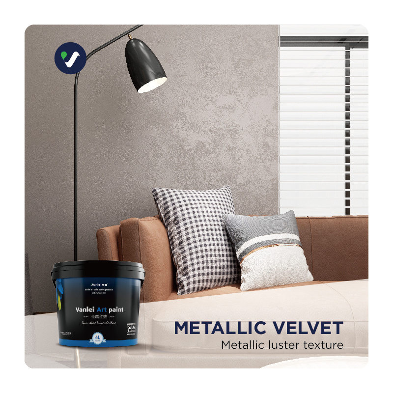 Wanlei Semi-gloss Velvet Touch Interior Metallic Paint for building coating/Hotel