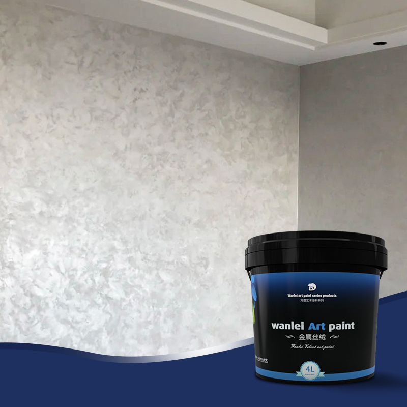 Wanlei Semi-gloss Velvet Touch Interior Metallic Paint for building coating/Hotel