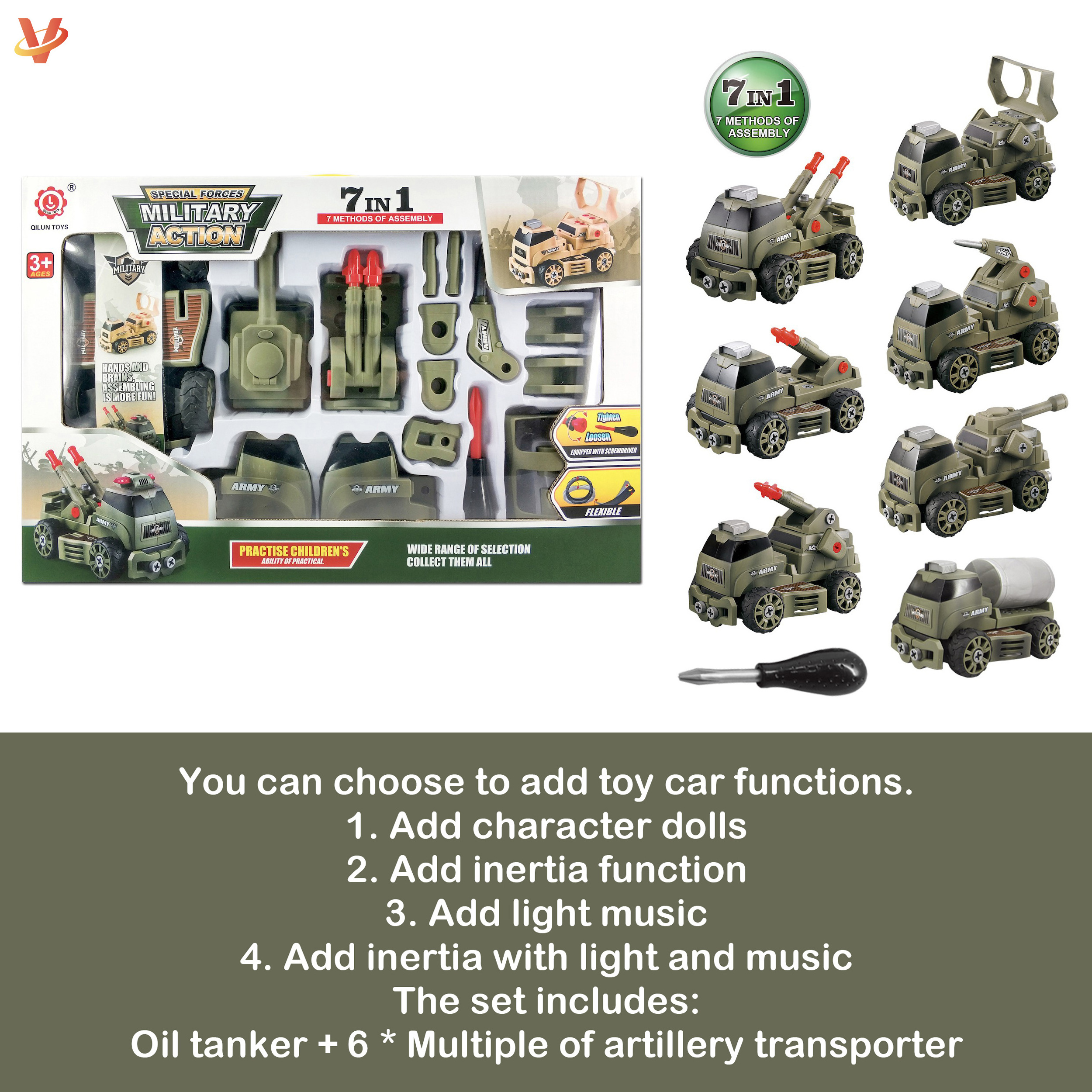 Hot selling Assembled children's toy inertia military vehicle toys mini car friction car toys car for kids gift