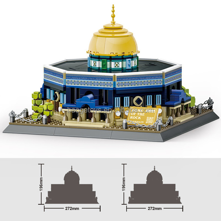 Blocks islamic toys muslim dome of the rock model mosque building block set bricks toy for kids wholesale custom set for adults