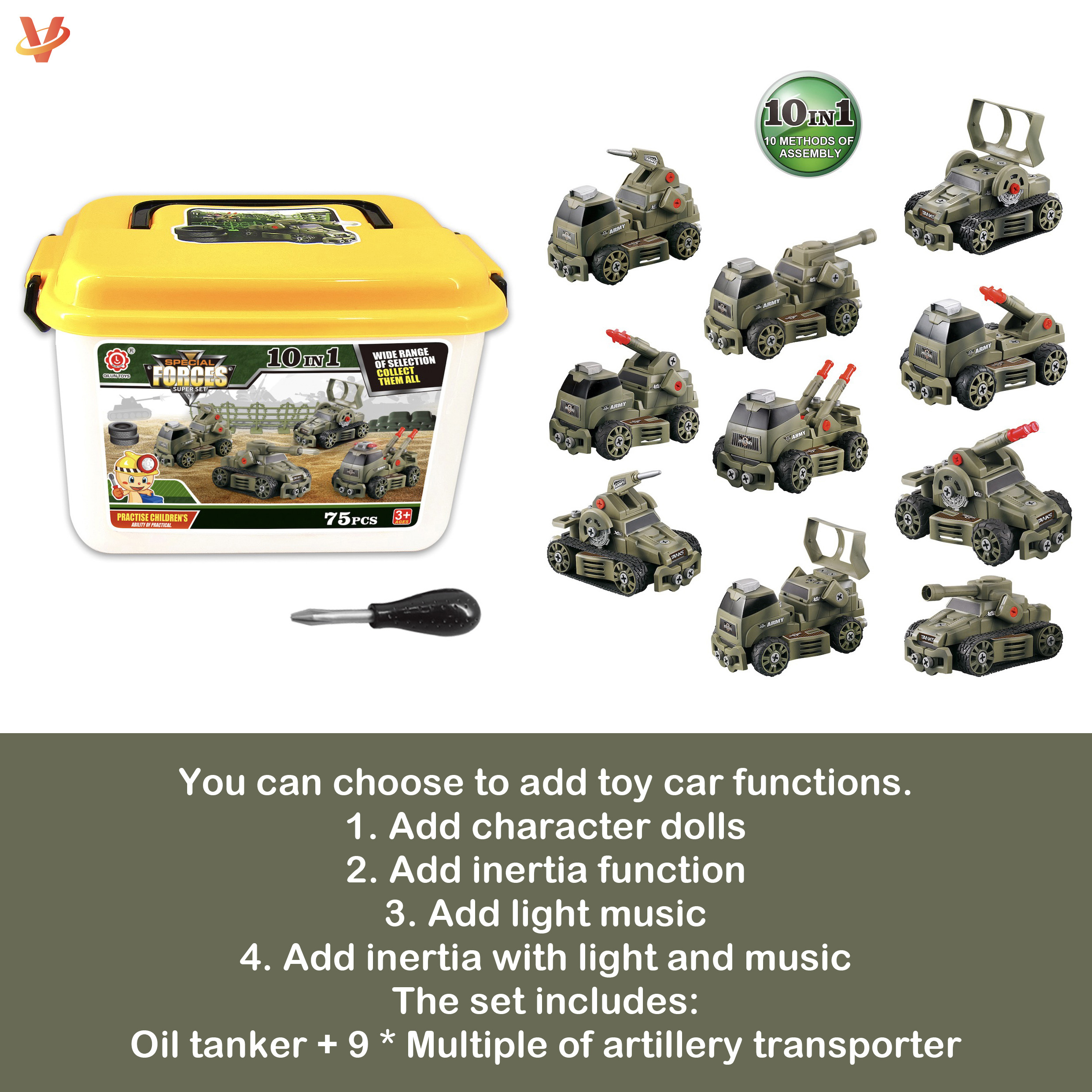 Hot Selling Military Vehicle Car Set Kids Small Mini Assembly Model Cars Free Wheel Car Toy for children gift